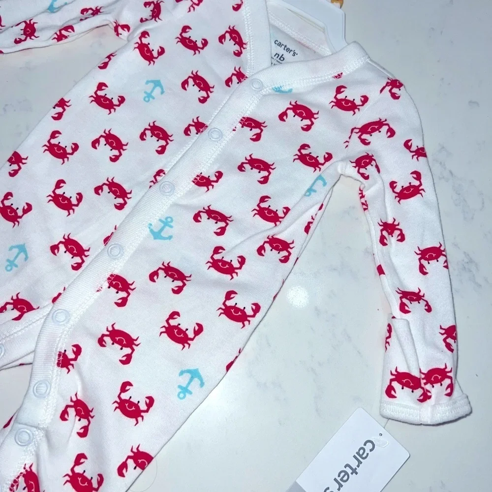 Carter's White and Red Crab Print Kids One Piece